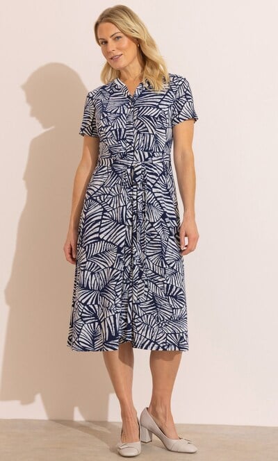Anna Rose Printed Button Down Jersey Dress