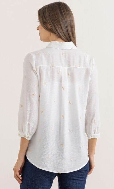 Embroidered Linen Look Blouse