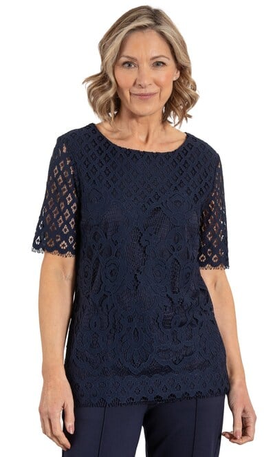 Anna Rose Short Sleeve Lace Top