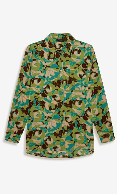 Floral Printed High Low Overshirt