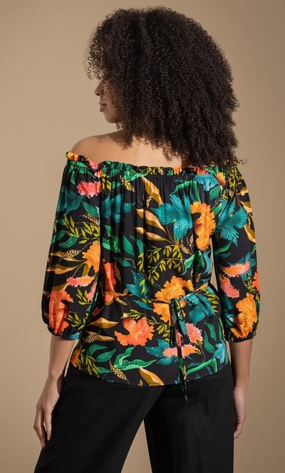 Exotic Print Bardot Top