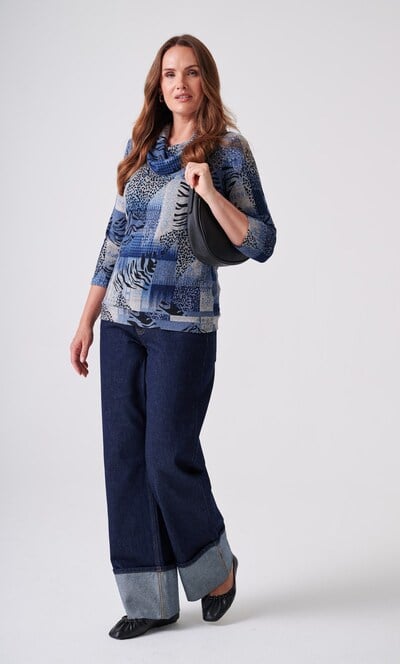 Anna Rose Abstract Print Cowl Neck Jumper