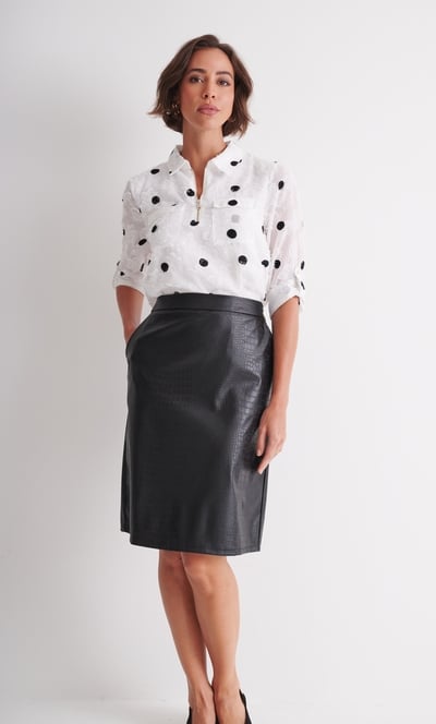 Embroidered Polka Dot Blouse