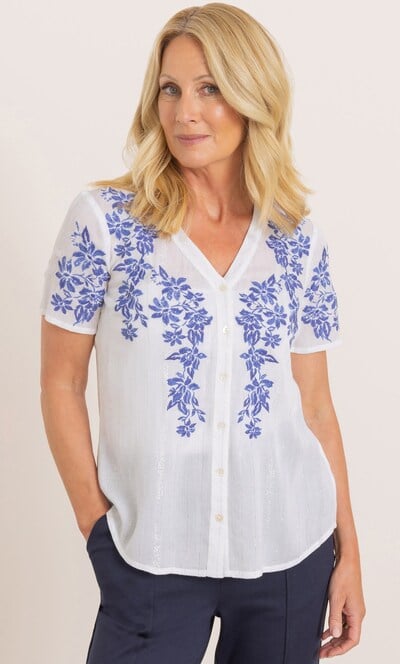 Anna Rose Embroidered Short Sleeve Blouse