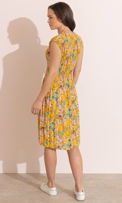 Floral Print Pleated Dress