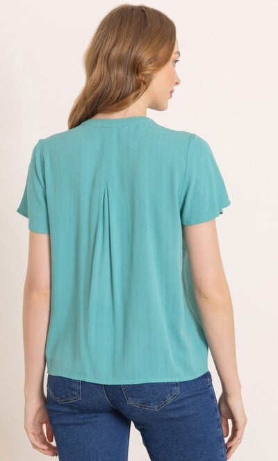 Tie Front Short Sleeve Blouse