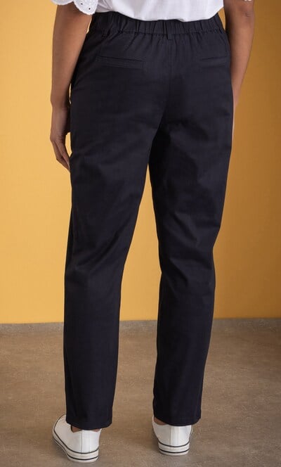 Cotton Blend Slim Leg Trousers