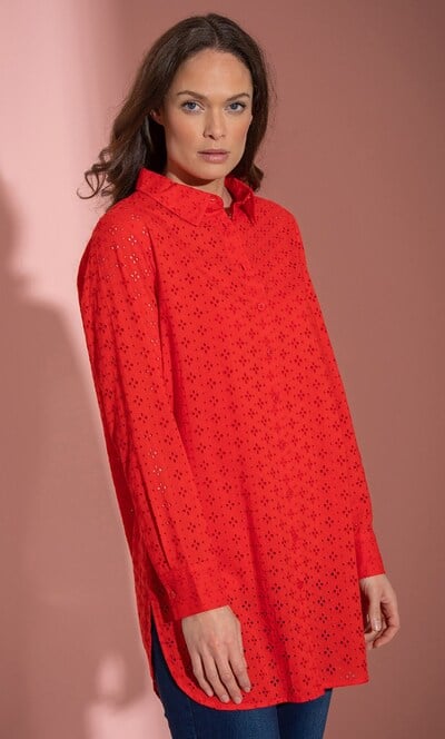 Embroidered Eyelet Cotton Shirt