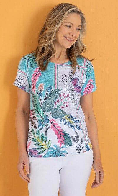 Anna Rose Embellished Garden Print Top