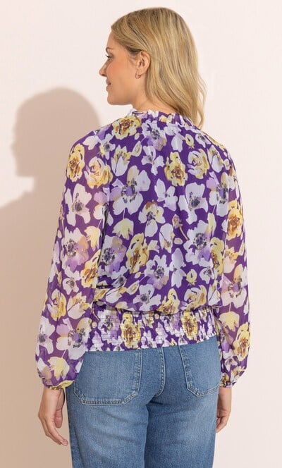Printed Smocked Hem Top