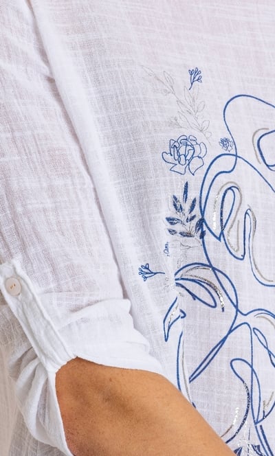 Printed Dipped Hem Tunic Top