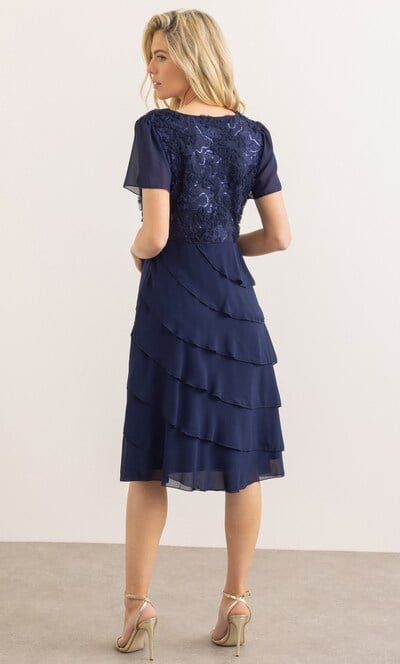 Embellished Tiered Short Sleeve Dress