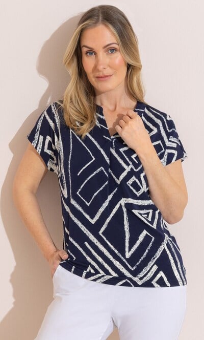 Anna Rose Short Sleeve Printed Top