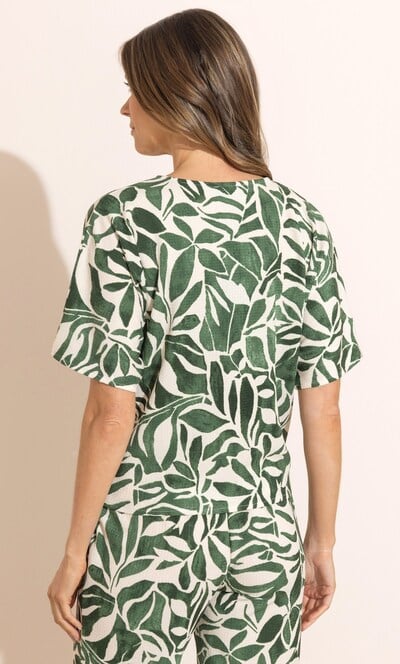 Printed Tie Front Top