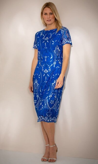 Embroidered Mesh Midi Dress