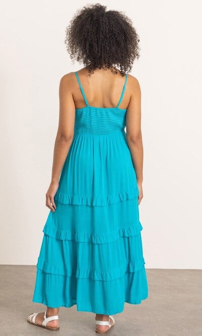 Embroidered Frill Maxi Dress