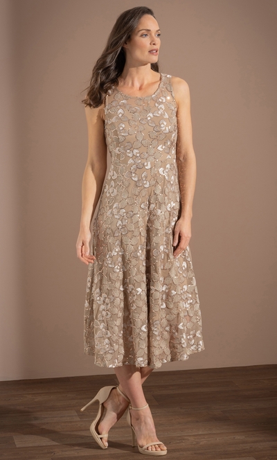 Sleeveless Sequin Mesh Dress