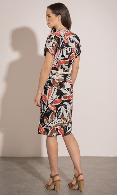 Linen Blend Printed Shirt Dress
