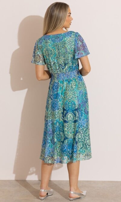 Short Sleeve Printed Mesh Dress