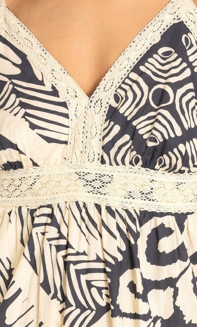 Printed Strappy Cotton Midaxi Dress