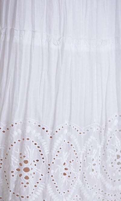 Embroidered Boho Cotton Midi Skirt