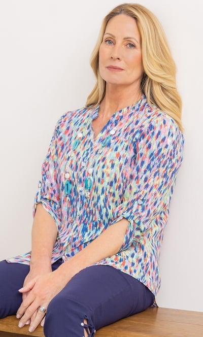 Anna Rose Printed Shirt With Necklace