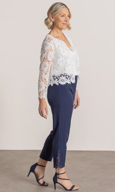 Anna Rose Lace Trim Slim Leg Trousers