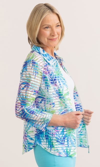 Anna Rose Printed Sheer Striped Jacket