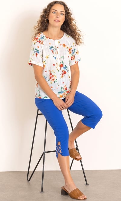 Anna Rose Short Sleeve Floral Print Top