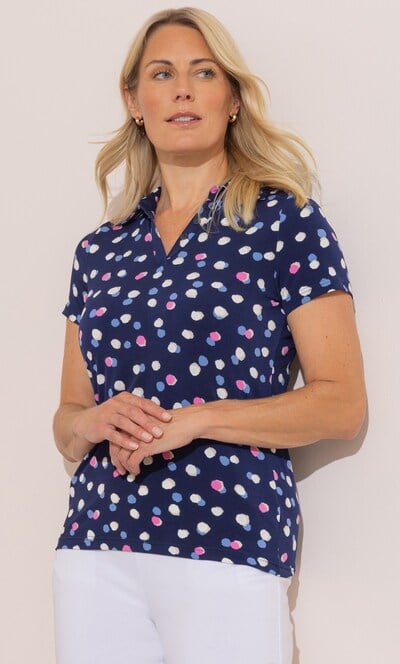 Anna Rose Textured Spotty Polo Shirt