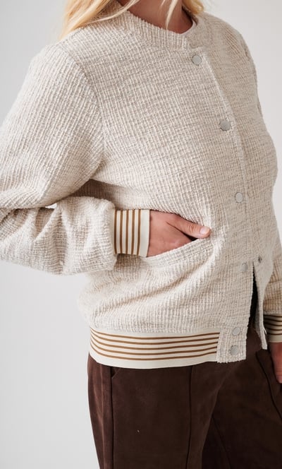 Shimmer Boucle Bomber Jacket