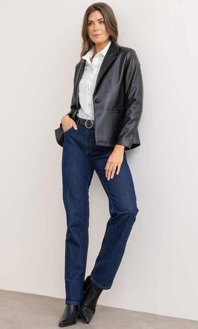 Faux Leather Blazer