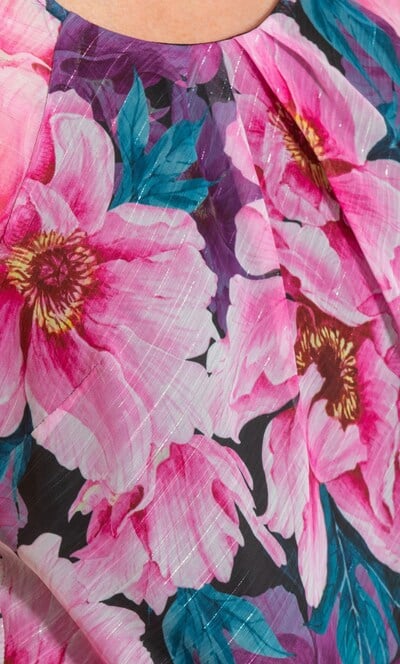 Anna Rose Bias Cut Floral Printed Chiffon Top