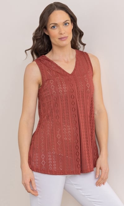 Eyelet Cut Sleeveless Top