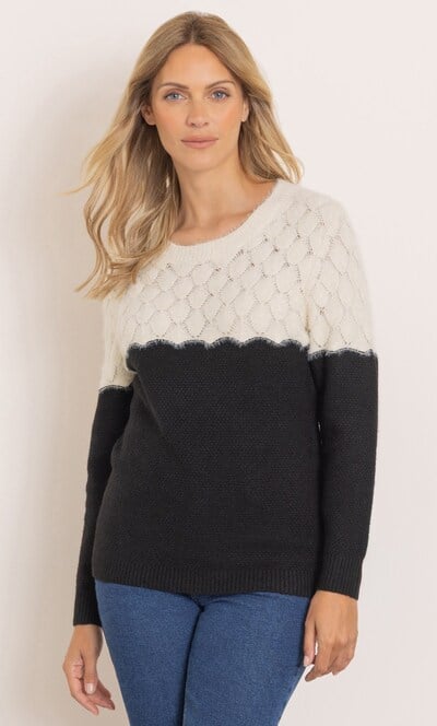 Colour Block Textured Knit Top