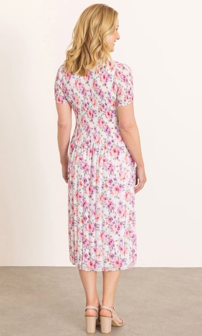 Anna Rose Floral Print Pleated Dress