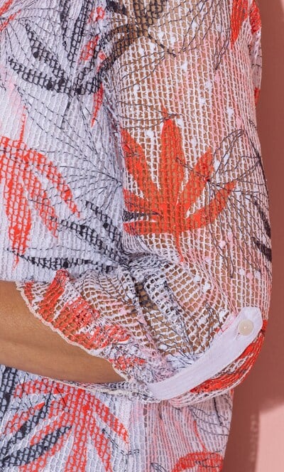Layered Leaf Print Tunic Top