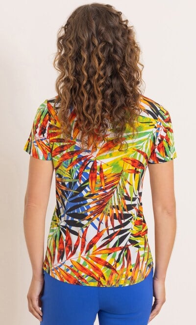 Anna Rose Leaf Printed Short Sleeve Top