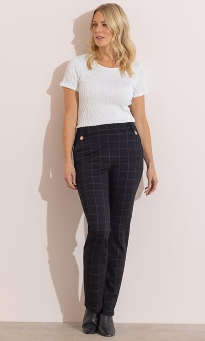 Anna Rose Check Elasticated Waist Trousers