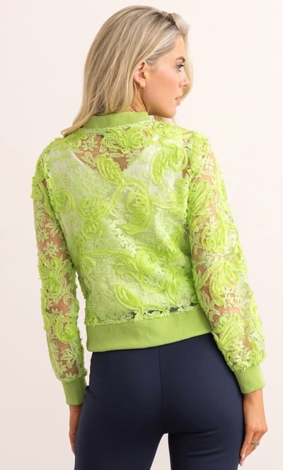 Embroidered Mesh Bomber Jacket