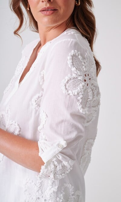 Anna Rose Applique Pattern Cotton Blouse