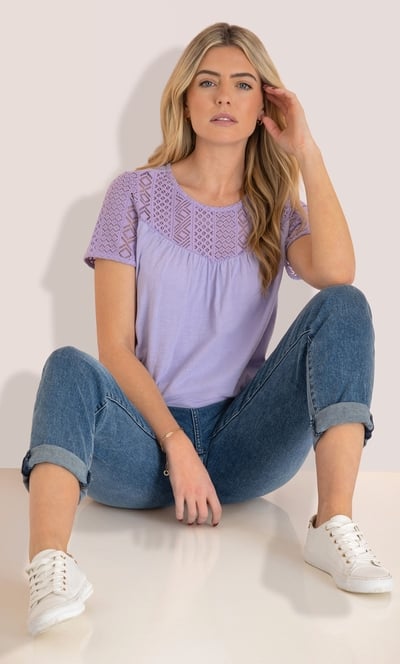 Lace Trim Jersey Top