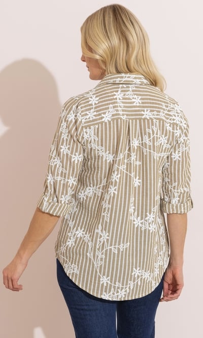 Anna Rose Stripe Printed Floral Top