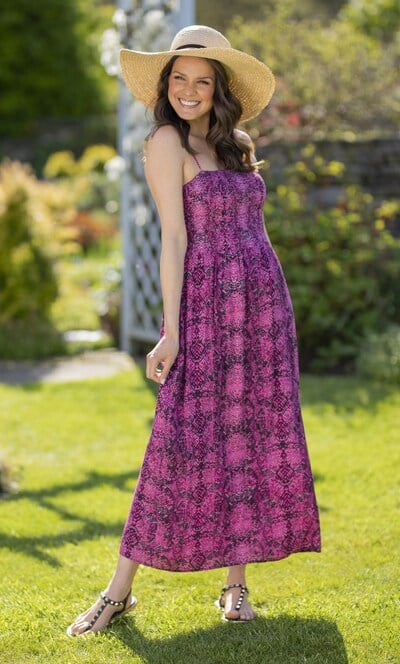 Animal Print Smocked Maxi Dress