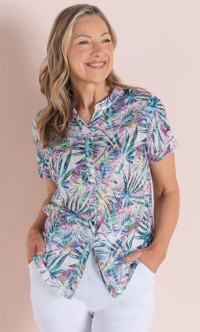 Anna Rose Leaf Print Blouse
