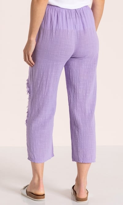 Wide Leg Cropped Cotton Trousers