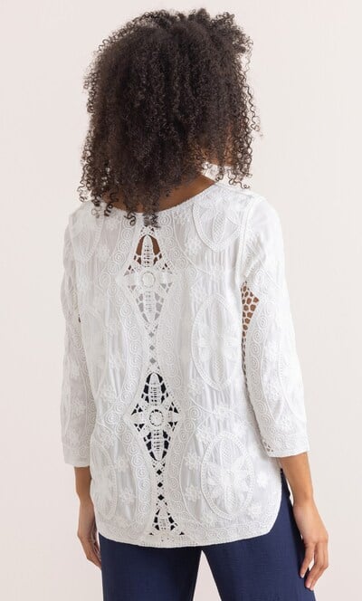 Embroidered Crochet Trim Cotton Top