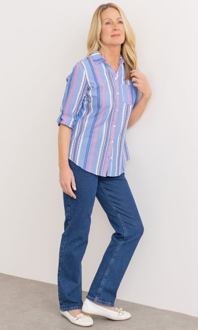 Anna Rose Cotton Blend Stripe Shirt