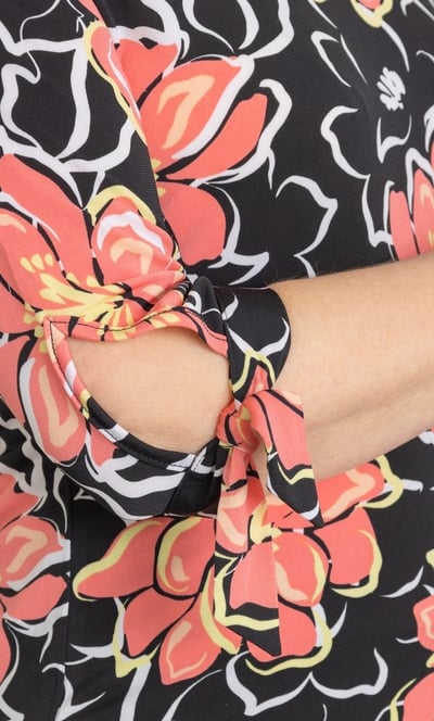 Anna Rose Tie Cuff Printed Top
