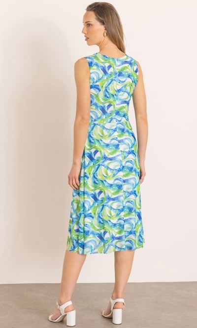 Printed Drape Front Mesh Dress